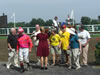 presenting the trophy to the jockey, S. Eliott