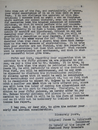 Letter from Shetland Pony Breeders